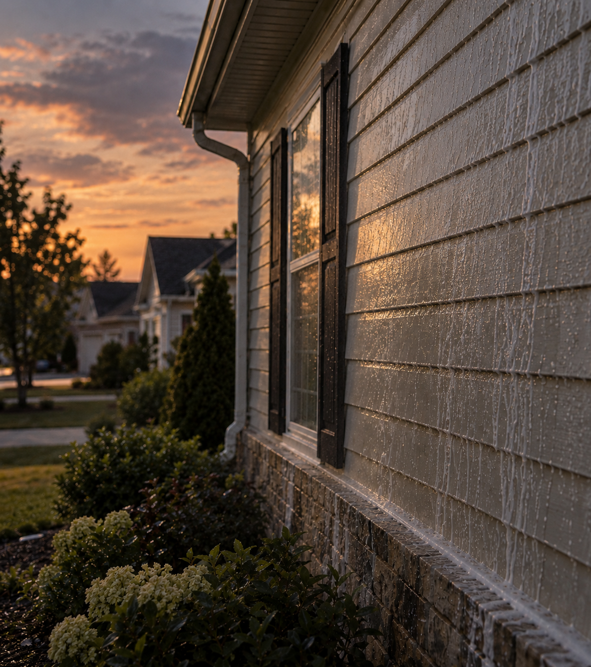 House washing on vinyl siding in LaSalle, Ontario